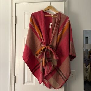 Cato Vibrant Pink, Brown and Orange Poncho Wrap